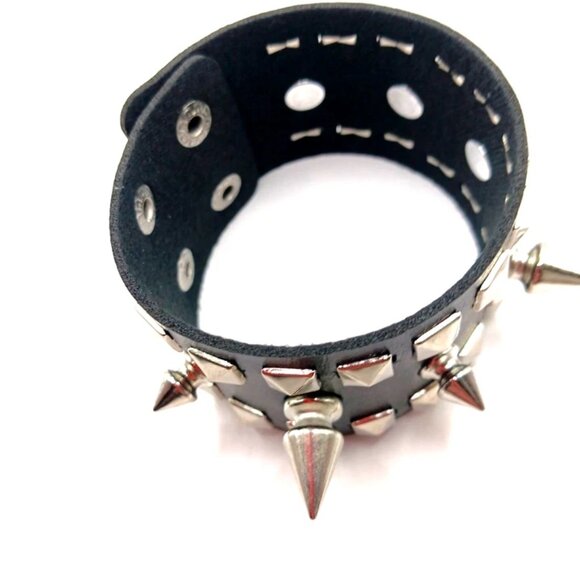 Gothic Spiked + Studded Bracelet Unisex Vegan Leather  -New - Picture 8 of 10